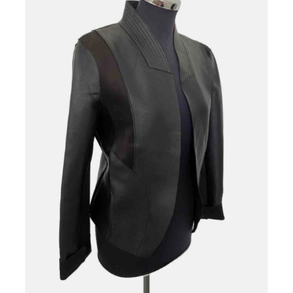 Guess Black Faux Leather Vingtage Jacket - Size Small - Picture 6 of 7